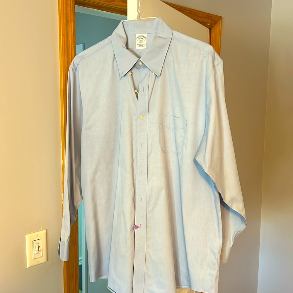Brooks brothers dress shirt, always dry cleaned.